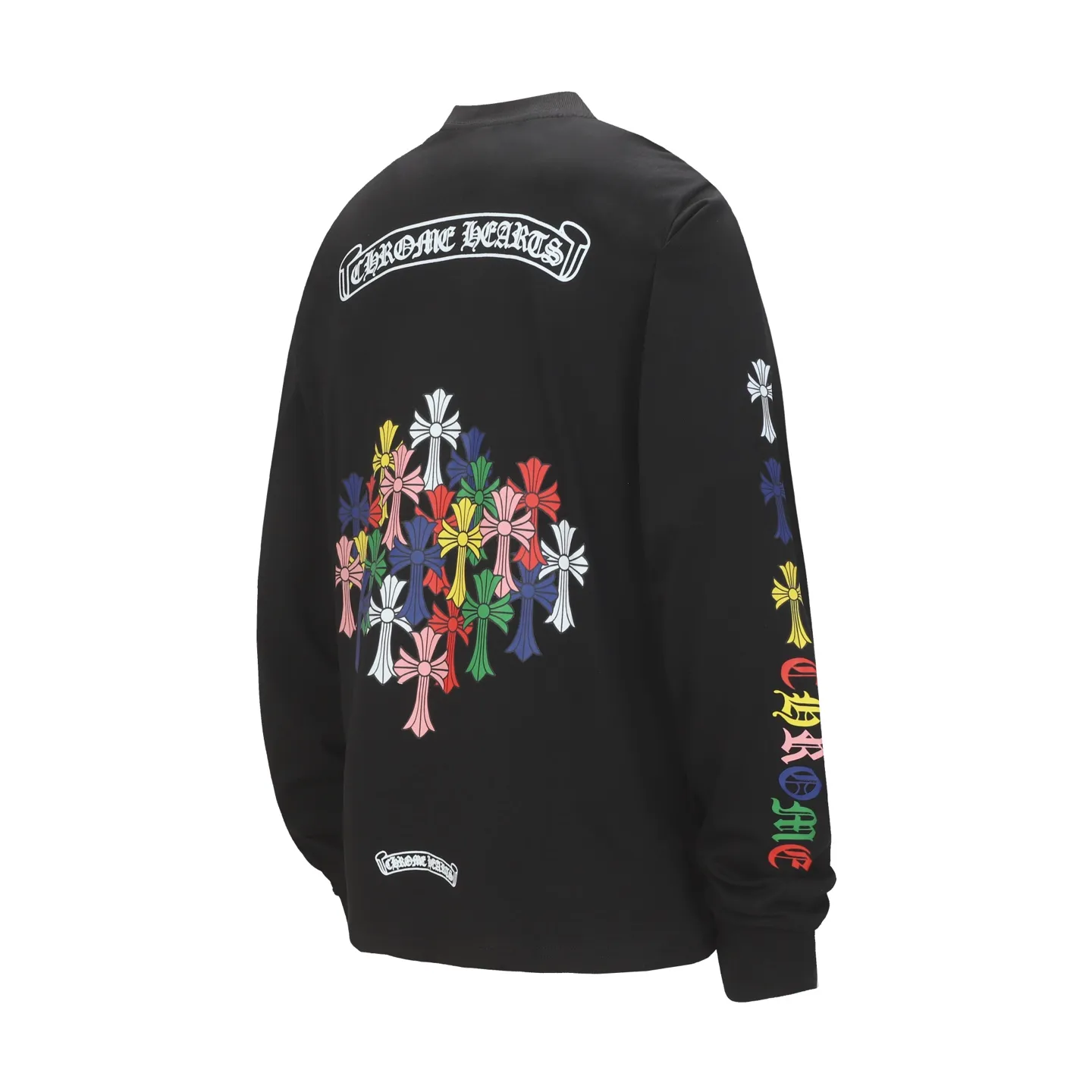 P160 -Chrome Hearts/Chrome Hearts Colorful Cross ✝️Sanskrit letters explosive long-sleeved T-shirt -High weight, high density and high quality. The wool is soft, delicate and skin-friendly. It feels soft and silky. It has excellent warmth and skin-friendly properties.